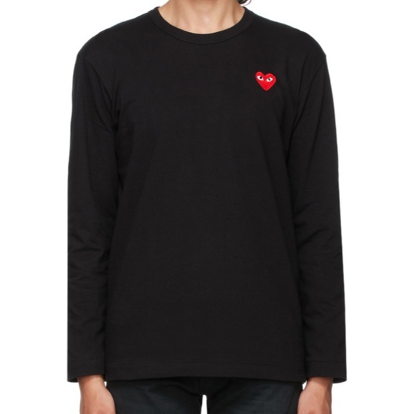 COMME DES GARÇONS PLAY Black Heart Patch Long Sleeve T-Shirt - Picture 1 of 6